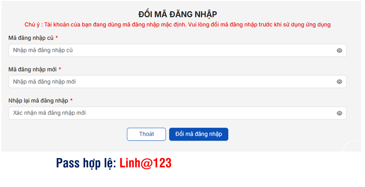 Minh họa đổi mật khẩu đăng nhập